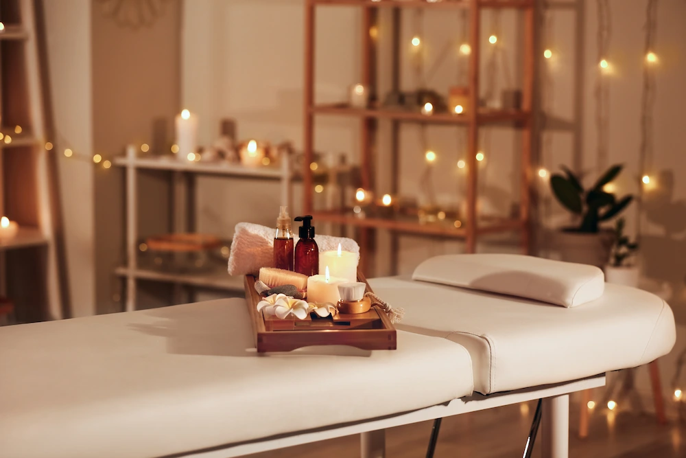 Interior of a modern spa showcasing salon suite amenities